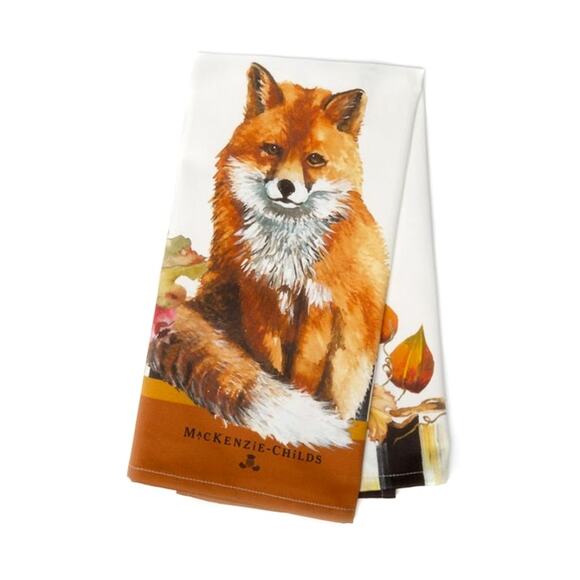 Mackenzie-Childs Fall Fox Dish Towel 18x26 Cotton NEW - Picture 1 of 5